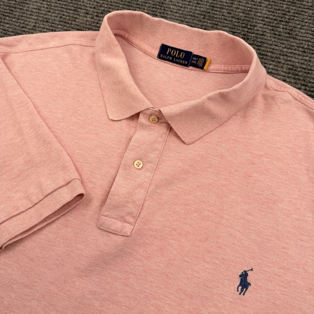 Polo Ralph Lauren S/S Polo Shirt Mens Size 4XLT Tall Blush Pink Casual Blue Pony